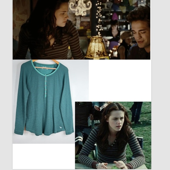 Energie Stripe Waffle Henley Alt ASO Bella Swan Twilightcore Long Sleeve Y2K XL - Picture 11 of 11